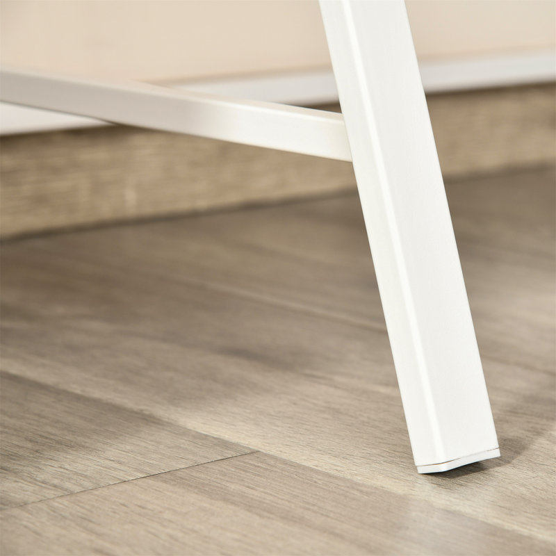 Emerfield Metal Base Writing Desk, 85 x 84 x 45, Oak/White