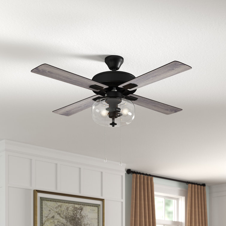 Kimbler 52"W Black 4-Blade LED Ceiling Fan with Clear Glass Shade