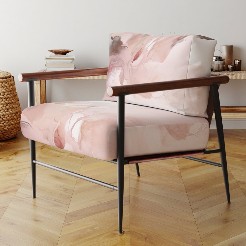 Fauteuil d'appoint rembourré Pink Delicate Abstract Marble III, Noir
