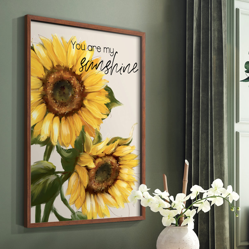 «You Are My Sunshine», reproduction encadrée - bois massif, H 14 po x l 11 po, Brun
