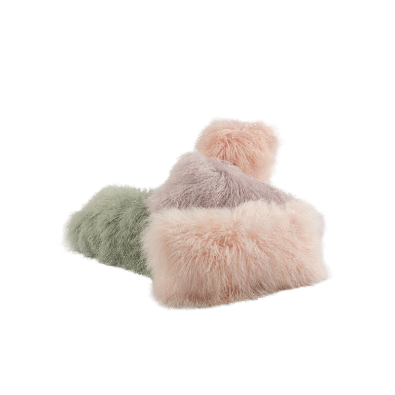 Jade Rectangular Tibetan Lamb Wool Throw Pillow