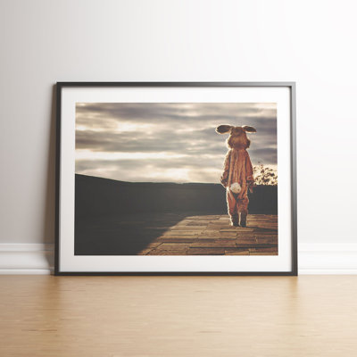 Thoughtful Bunny Suit 1 Piece Single Picture Frame Wall Art