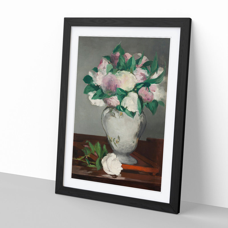 Peonies by Edouard Manet - Framed Print, 36cm H x 27cm W x 2cm D, Black Framed