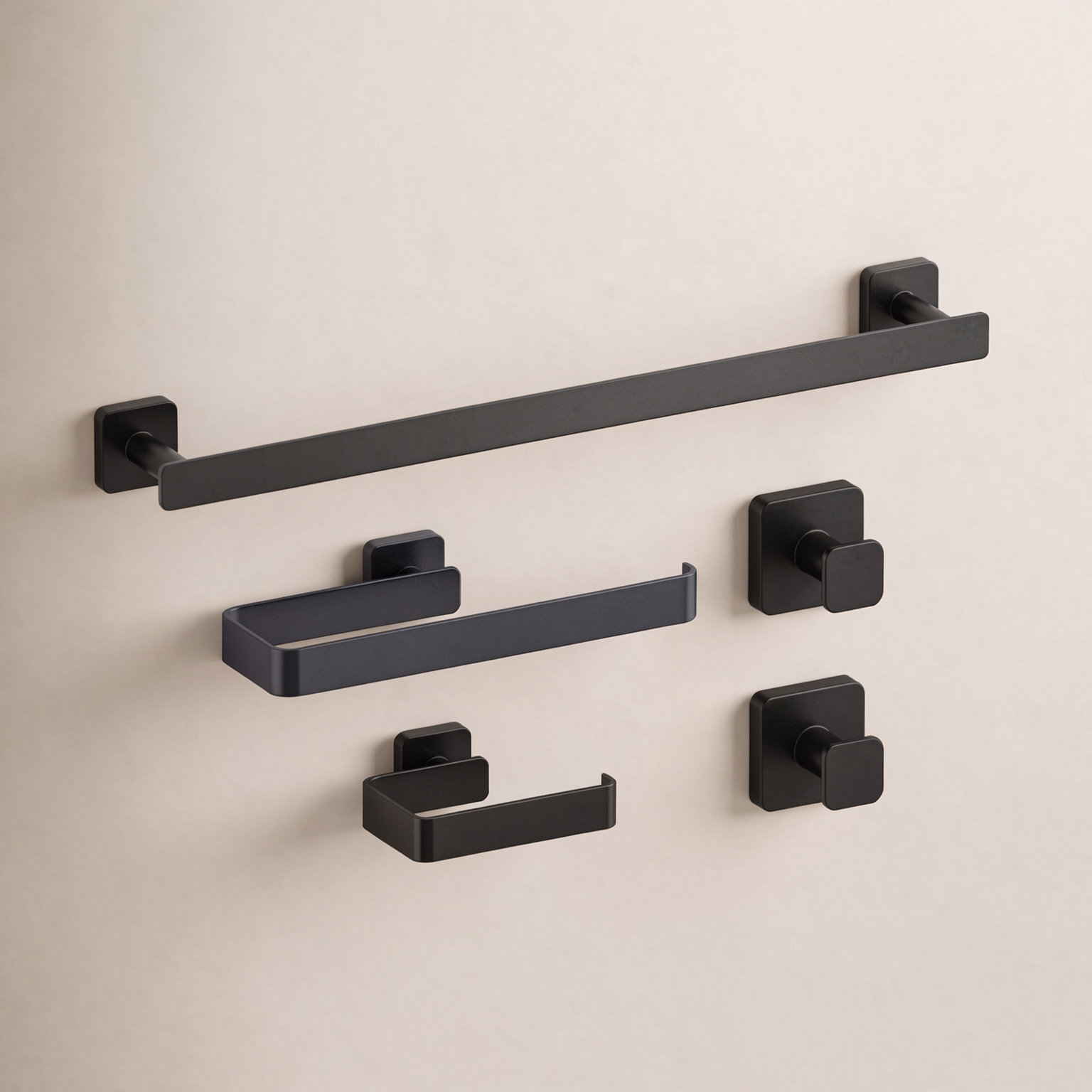 Blaze 5-Piece Bathroom Hardware Set, Matte Black