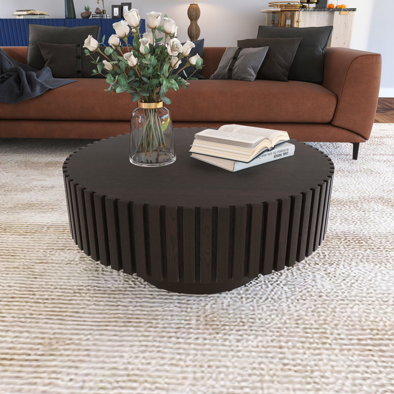 Table basse ronde fabriquée à la main, Noyer