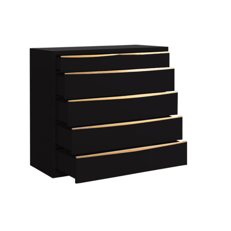 Milano 6-Drawers Cabinet In Antique White, Tricorn Black