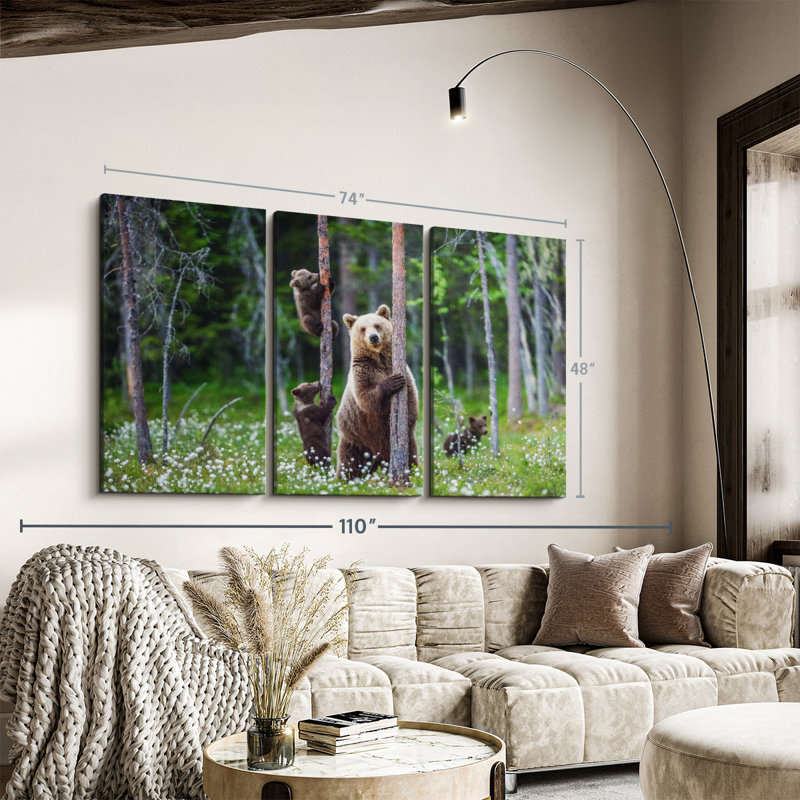 «Bears In Forest» sur, H 48 po x l 74 po