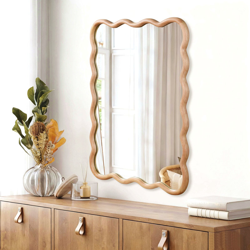 Miroir décoratif rectangulaire en bois massif 30 po x 40 po Natural Wood