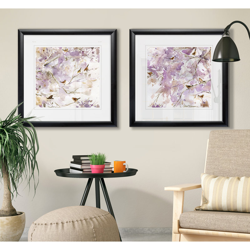Lavender Spring I - Matted and Framed Under Glass, Set of 2, Large Living Room Wall Art