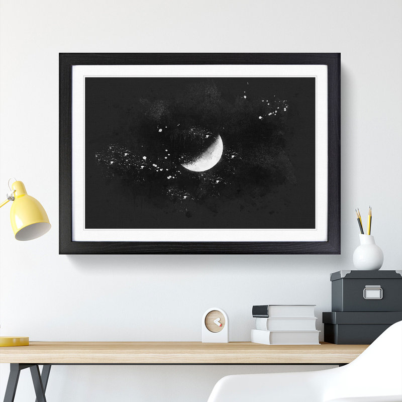 A Half Moon - Picture Frame Graphic Art Print, 24cm H x 33cm W x 2cm D, Black Framed