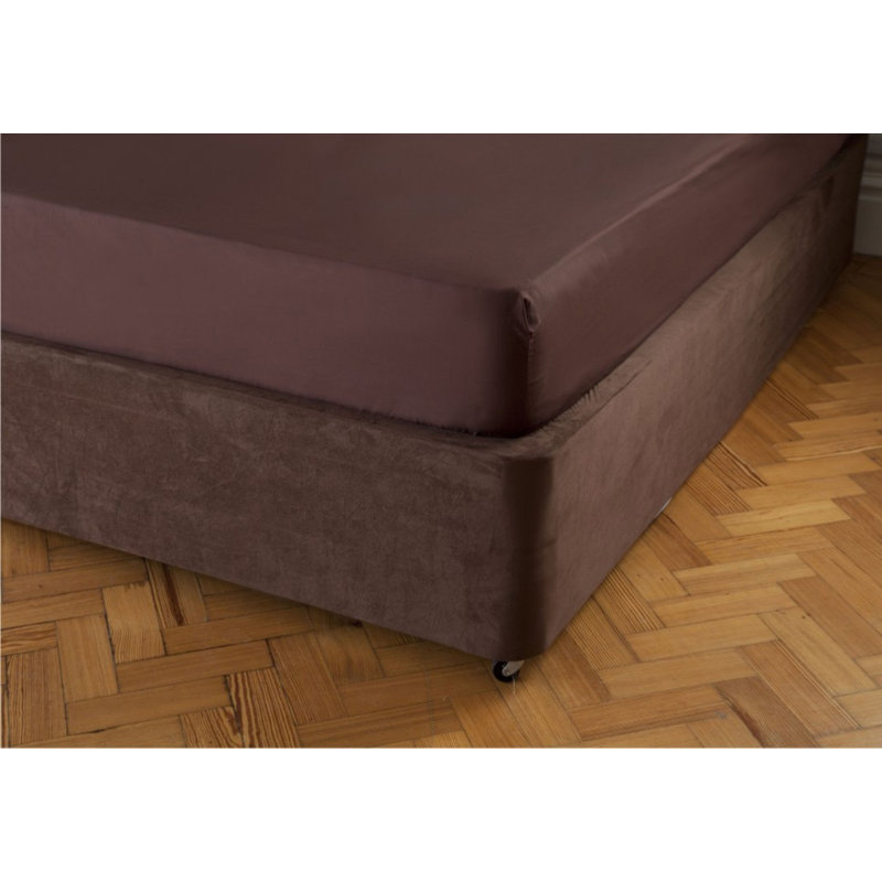 Faux suede Base wrap valance, Chocolate, Double (4'6)