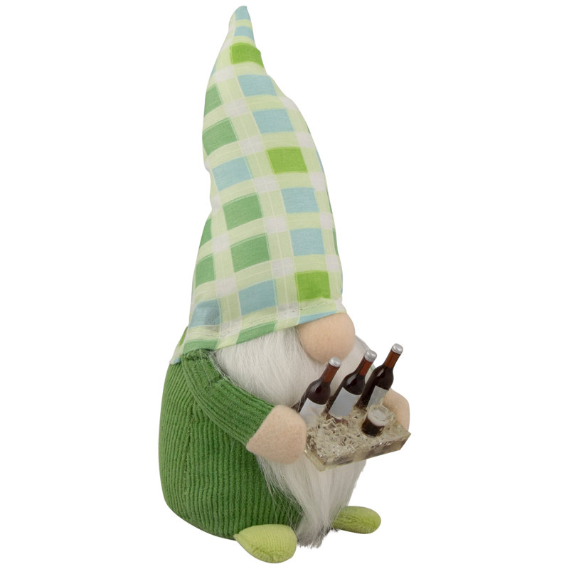 9" Plaid Springtime Gnome, Green/Blue