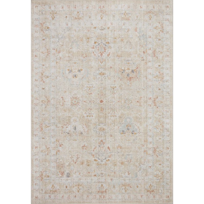 Tapis oriental en polyester tissé à la machine sable / lever de soleil, Rectangle 2 pi 6 po x 4 pi