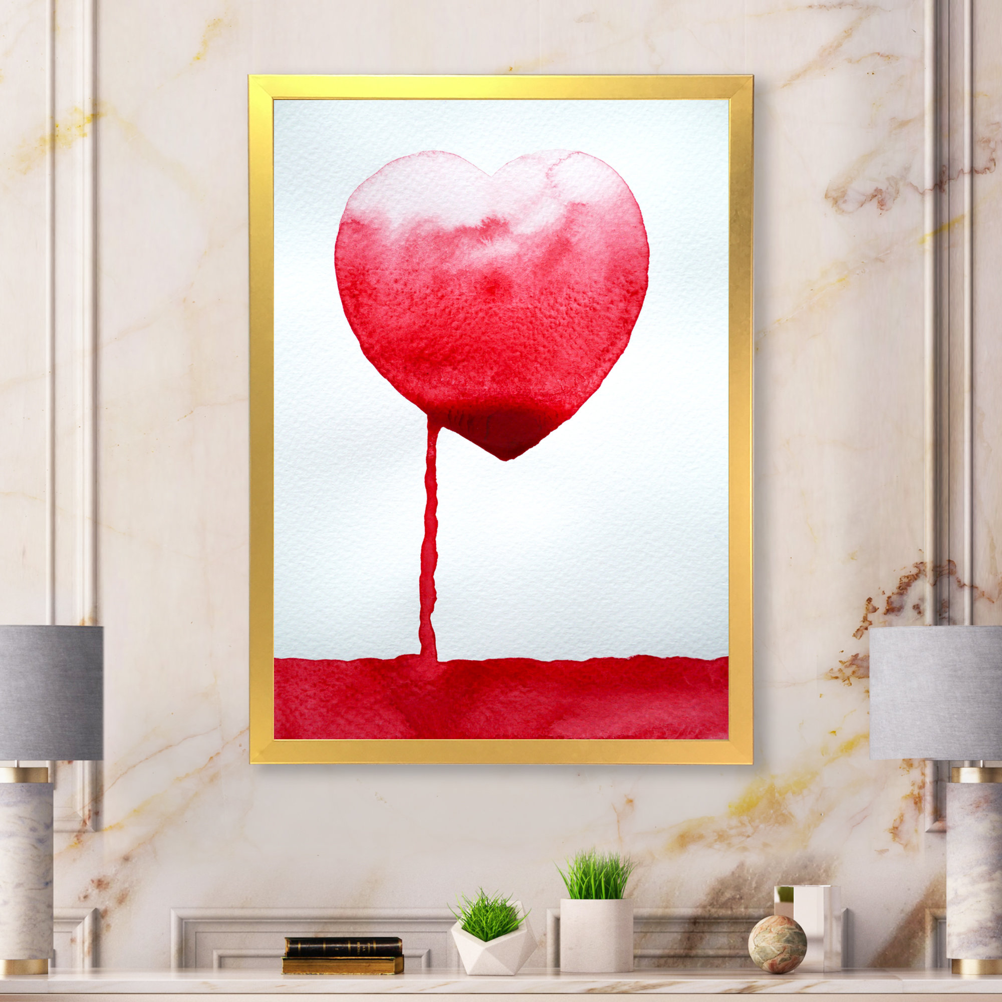 Red Heart Leak In Ocean Of Love - Modern Canvas Wall Decor