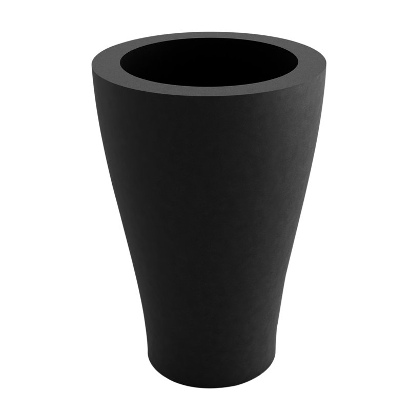 Curvada Resin Pot Planter, 47.25" H x 25.5" W x 25.5" D, Black