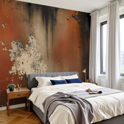 Papier peint adhésif pelez et collez, texture abstraite, rustique, brun chaud, tons noirs et noirs, papier peint amovible en PVC, H 100 po x l 144 po, pour chambre à coucher, bureau à domicile