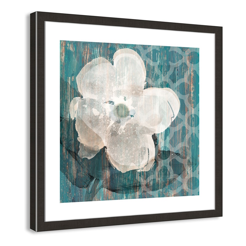 Crème de fleur - peinture encadrée, Cadre espresso foncé, H 24 po x l 24 po x P 2 po