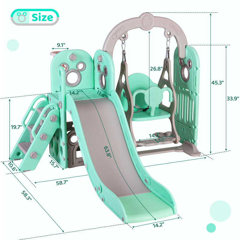 5 in 1 Slide Climber for Toddlers, Green/Grey