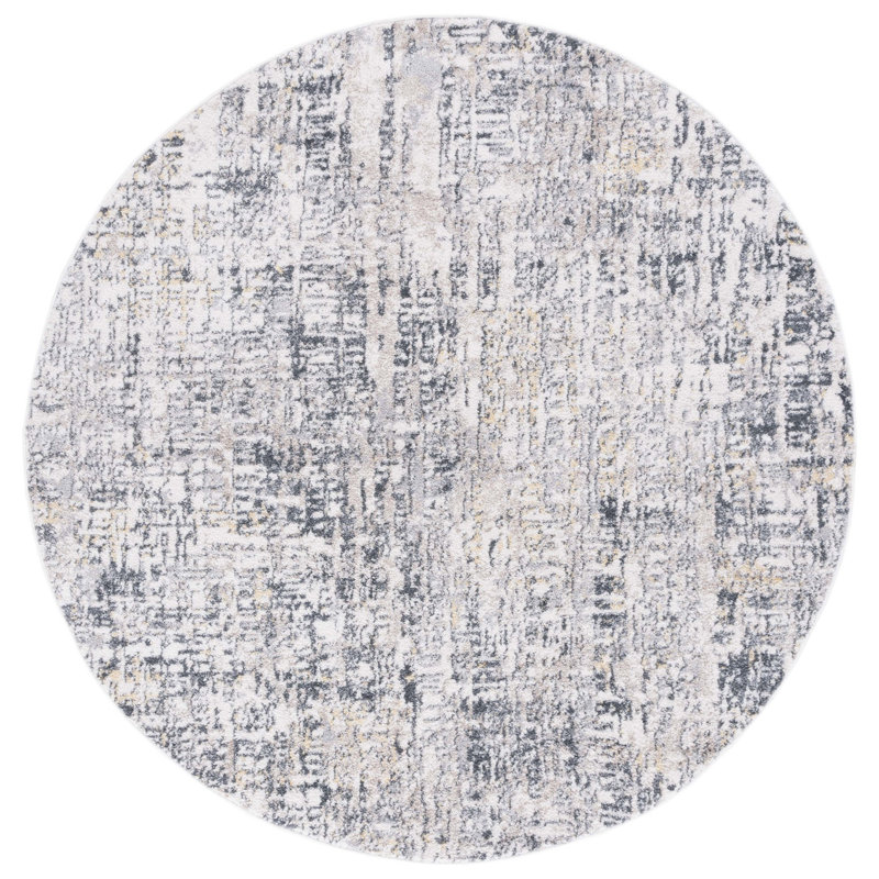 Tapis ivoire / gris Ethellee 680, Rond 6 pi 7 po