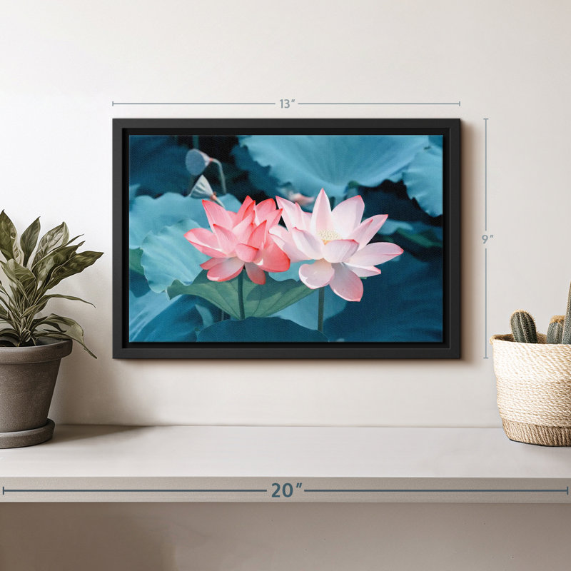 Paire de fleurs de lotus, H 9 po x l 13 po