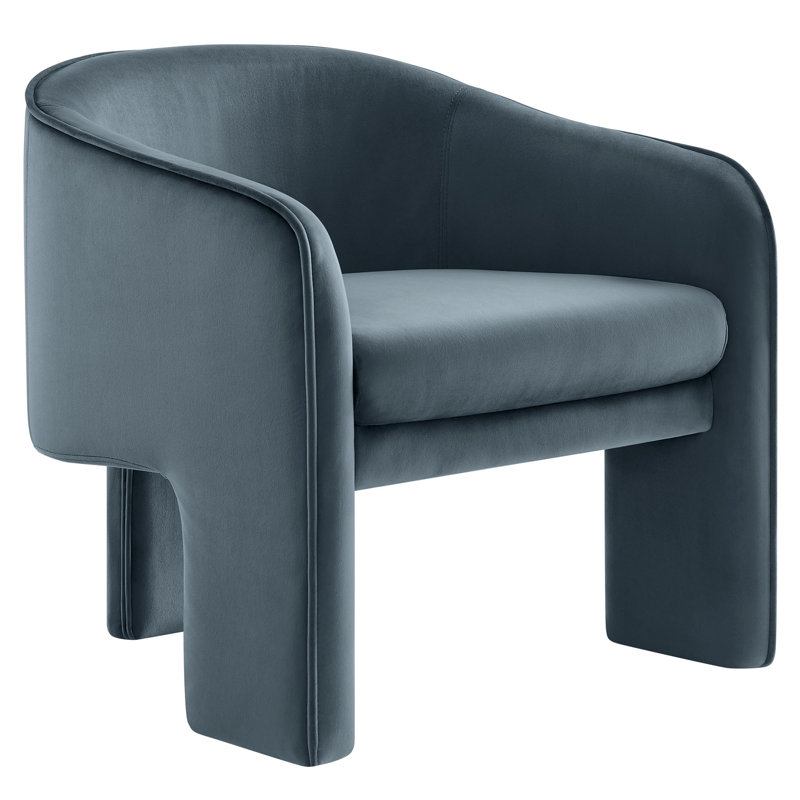 Greer Performance Velvet Upholstered Accent Armchair, Cadet Blue Velvet