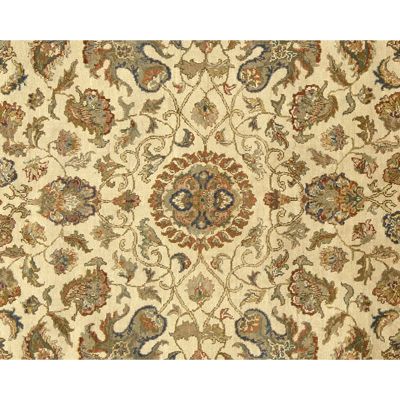 High-Quality Hand-Knotted Ivory And Beige Area Rug