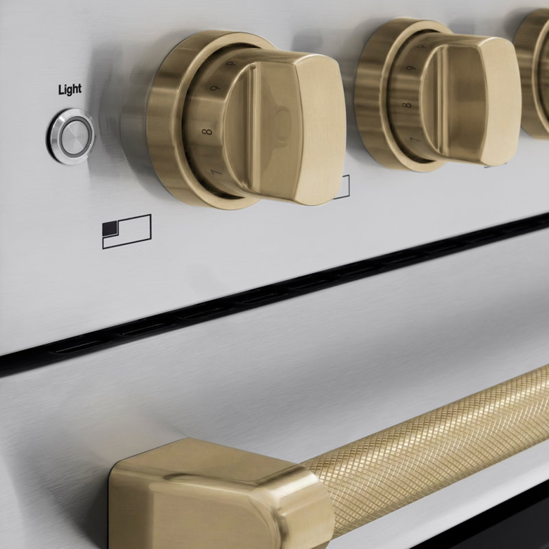 ZLINE Autograph 48 in. 7 Element Paramount Induction Range with Champagne Bronze Helix Handles
