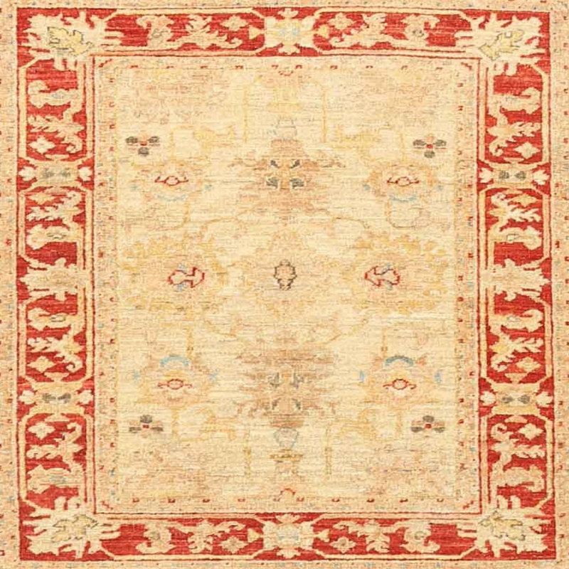 Tapis traditionnel rouge / jaune Collegiate, Rond 5 pi