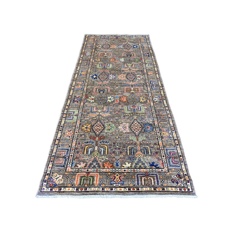 Tapis de couloir brun 4 pi 1 po x 9 pi 8 po à motif de saule Aryana Collection 98CA4BABF91E4F3181CB71E28153C9D0