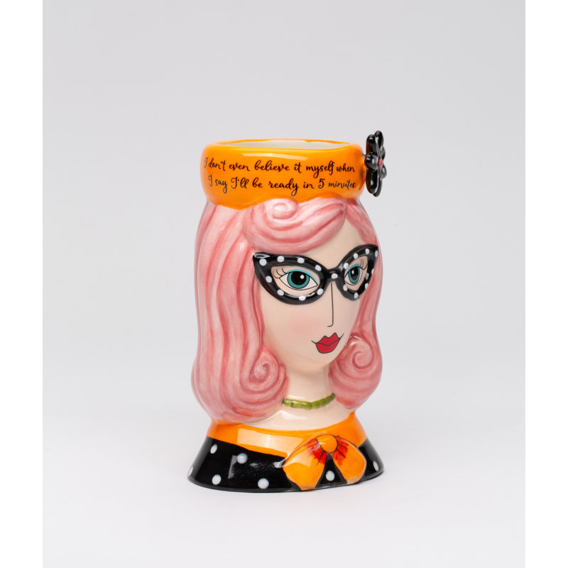 Vase de table en céramique rose / orange / noir Alysheeya