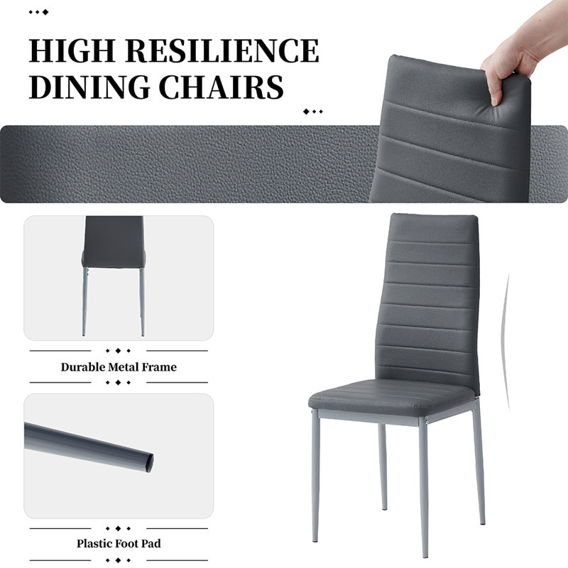 Fauteuil de cuisine rembourré en cuir de 2 places, siège confortable pour la cuisine et la salle à manger, Gris, Gris foncé