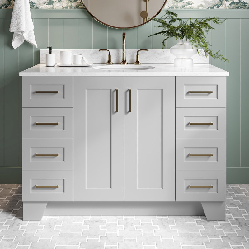 ARIEL TAYLOR 61 IN SINGLE RECTANGLE SINK VANITY, Rectangular, Grey, 55"