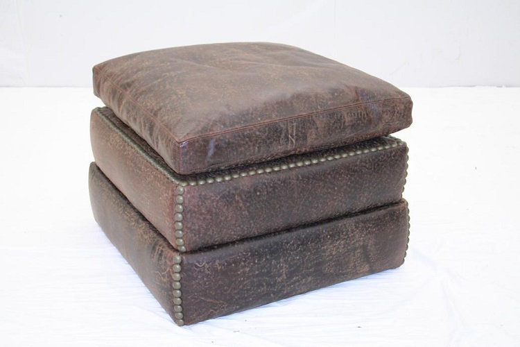 Square Ottoman, Bella Chocolate Performance Velvet, French Dark Cherry