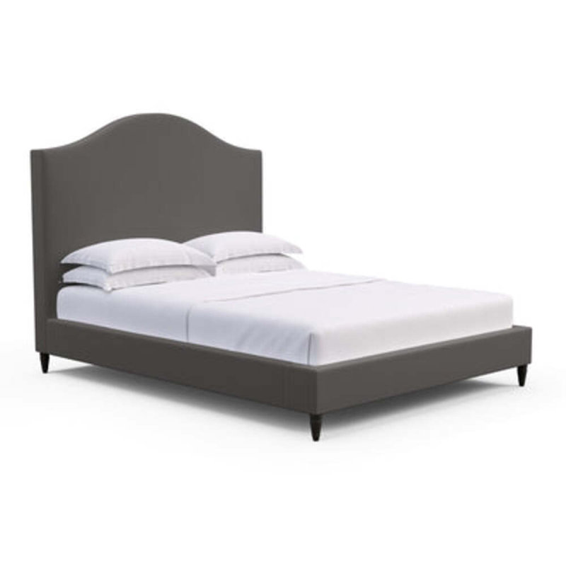 Montague Upholstered Standard Storage Bed, California King, Box Weave Linen Blanc, Ebony