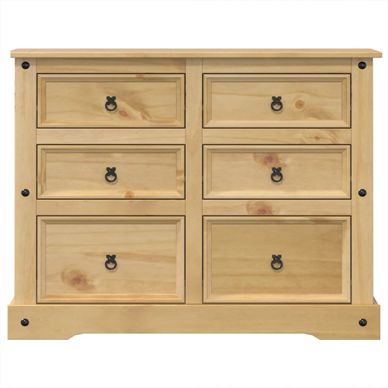 vidaXL Chest of Drawers "Corona" 112x48x91 cm Solid Wood Pine