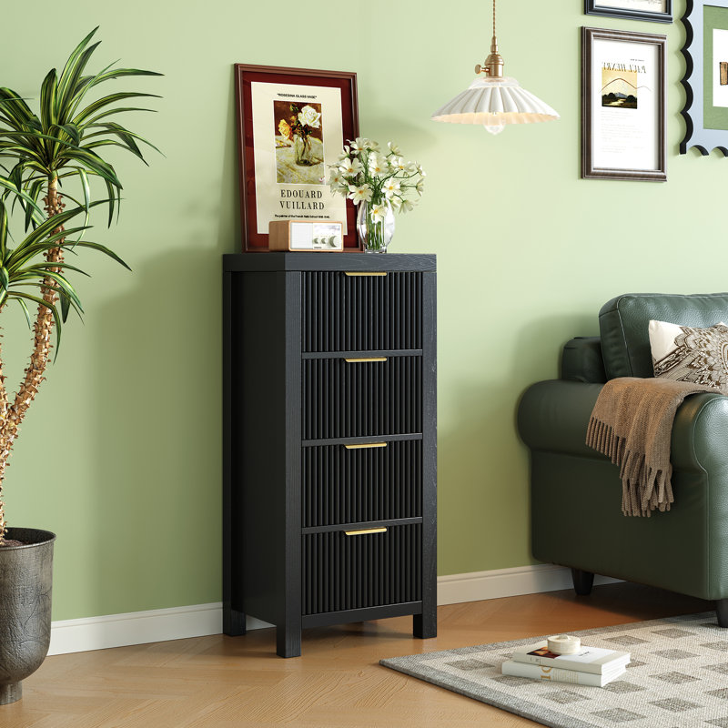 Commode à 4 tiroirs l 15,75 po, Noir