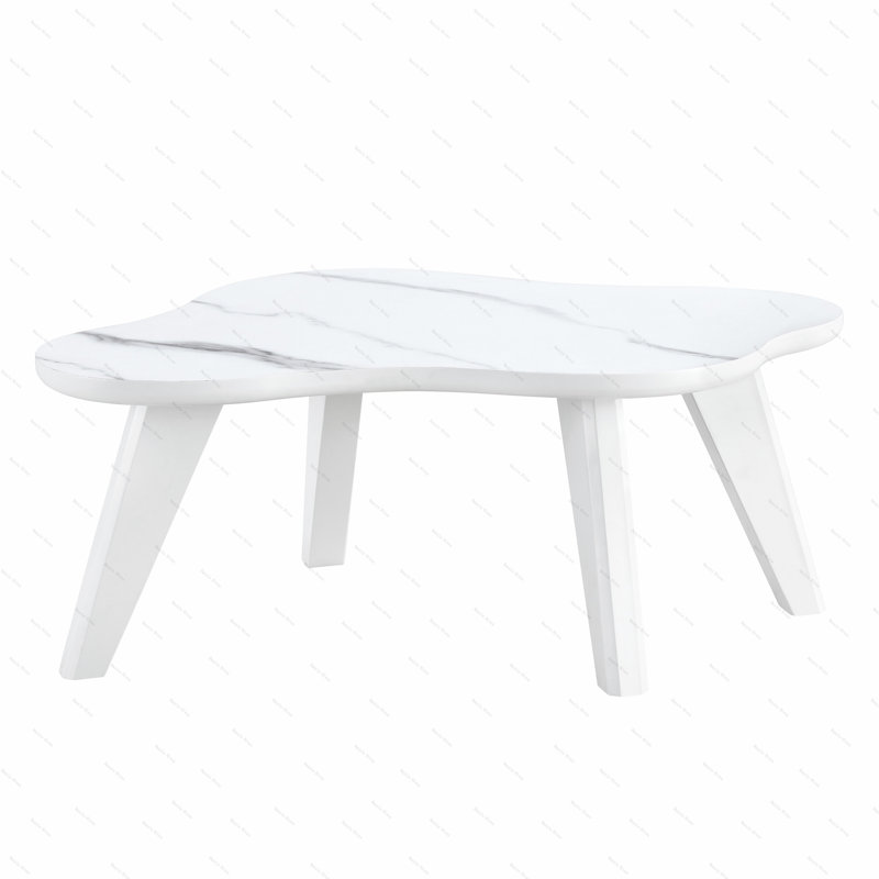 Modern minimalist white imitation marble table top.  Solid wood legs, cloud shape to give you a new experience, computer desk.  The game table.  Suitable for dining and living rooms.