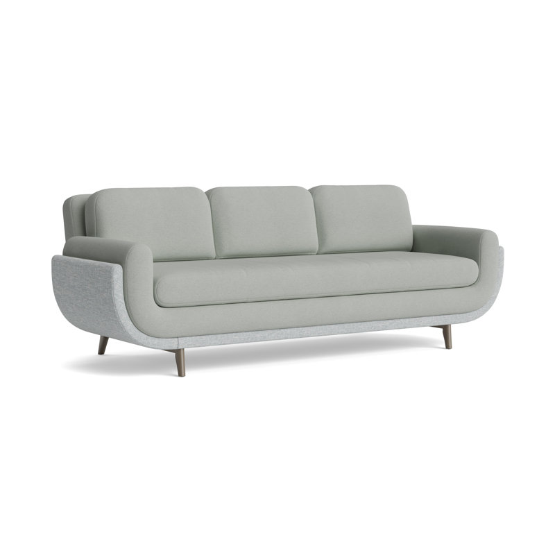 Regatta 100 Sofa, Boucle-Mineral Green/Textured Slub Weave-Sky Blue, Driftwood