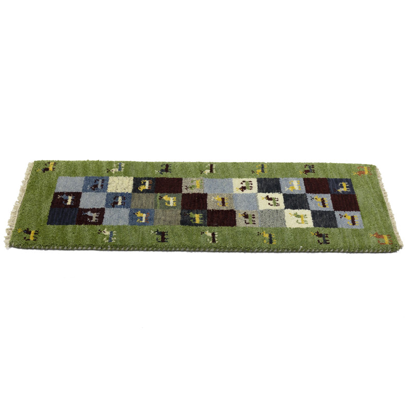 Tapis vert 1 x 4 Indo Gabbeh