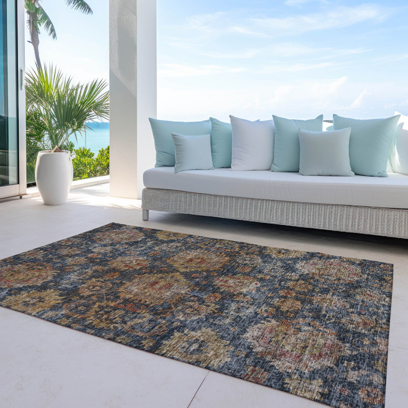 Tapis intérieur / extérieur bleu Cadenza , 10 pi x 14 pi