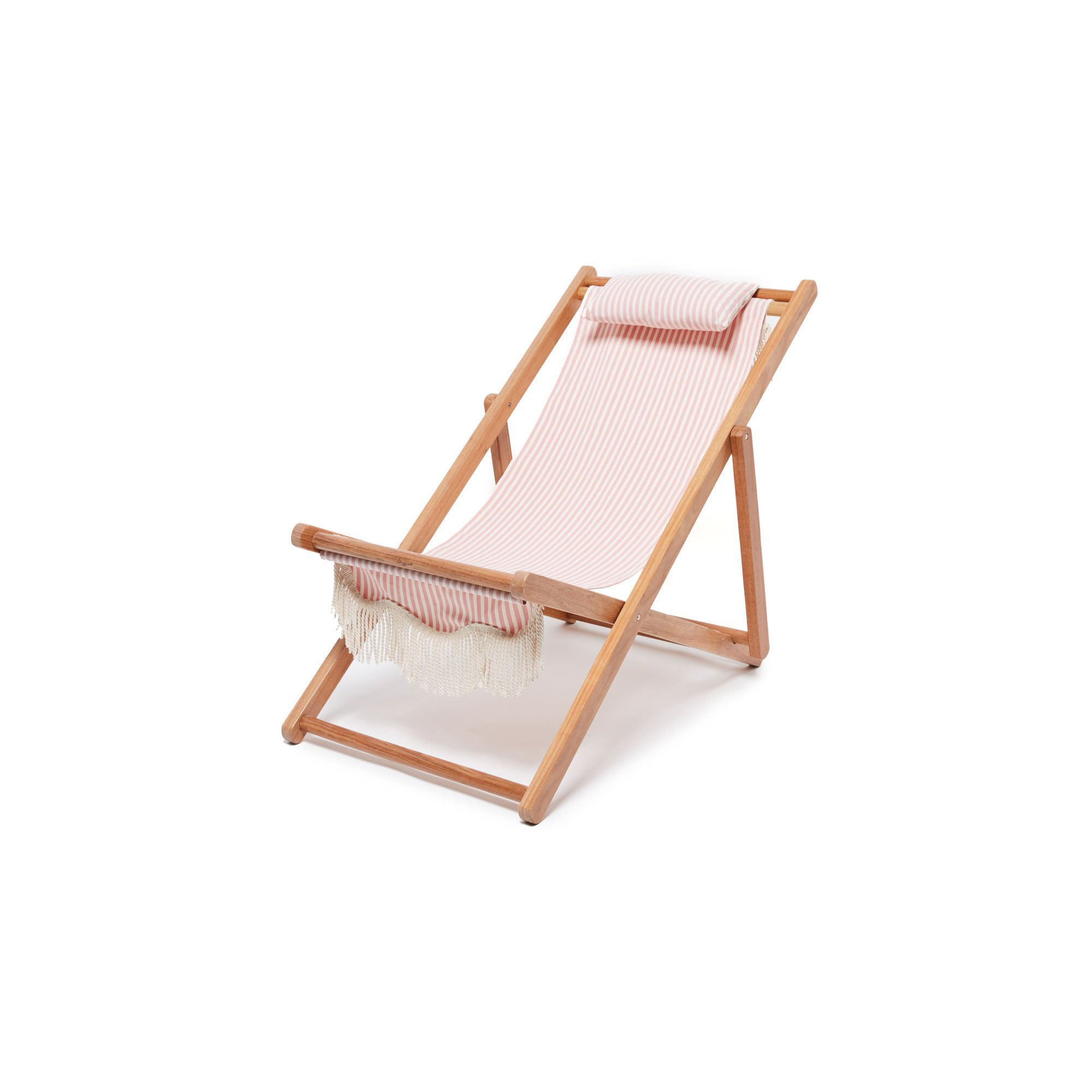  Folding Deck Chair with Cushion, Lauren's Pink Stripe