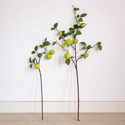 Artificial Green Apple Branch with Leaves