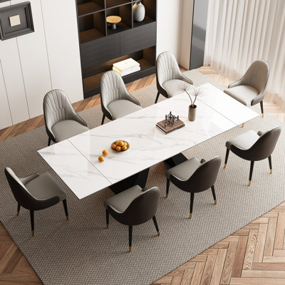 110.23'' Extendable Sintered Stone Dining Table and Dining Set