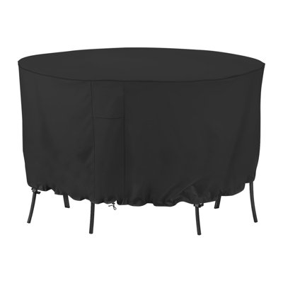 Patio Round Table Set Cover, Durable Windproof Patio Furniture Cover, Easy to Use & Care, Black by Latitude Run