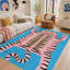 Tapis d'intérieur bleu / rose lavable à la machine avec envers antidérapant Kai Funky Tiger-47045041-47043166