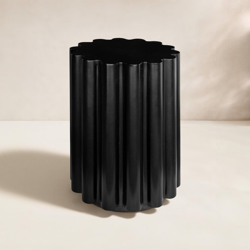 Melati Concrete End Table, Black