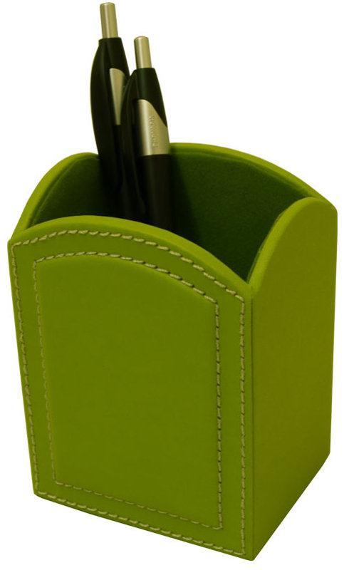 Faux Leather Pen Holder, Lime Green