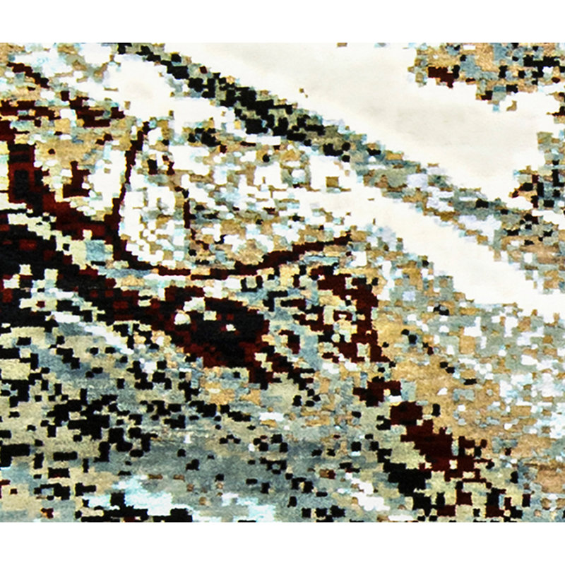 Hand Woven Wool Abstract Area Rug, Rectangle 5' x 8'
