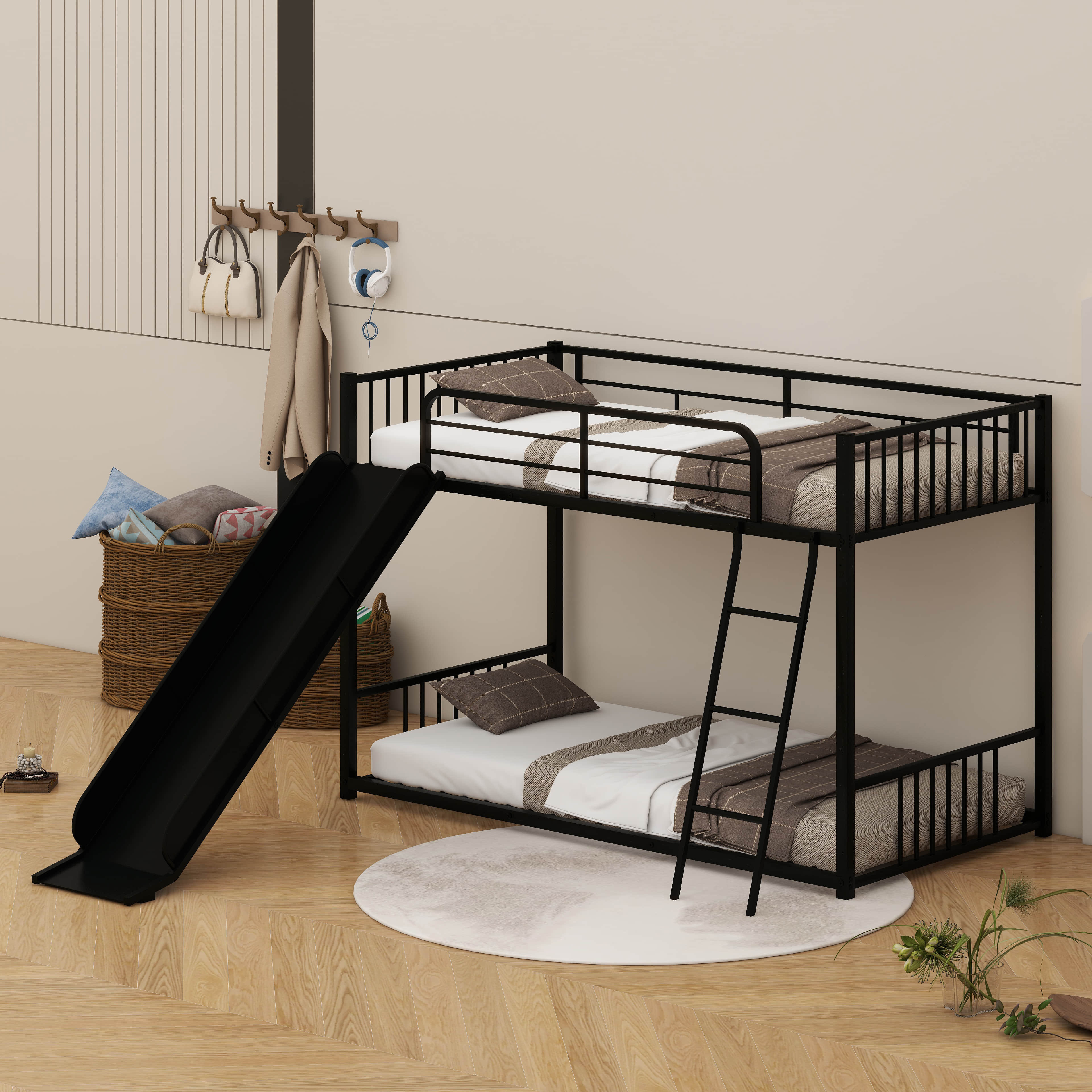Isabelle & Max™ Twin Over Twin Bunk Bed With Slide And Ladder, Heavy ...