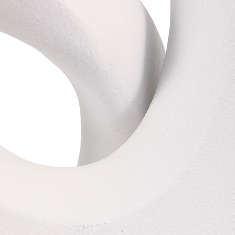 Vase moderne en grès cérame imbriqué à motif sculptural de salon ou de bureau, ensemble de 2 - 13 po, 11 po blanc